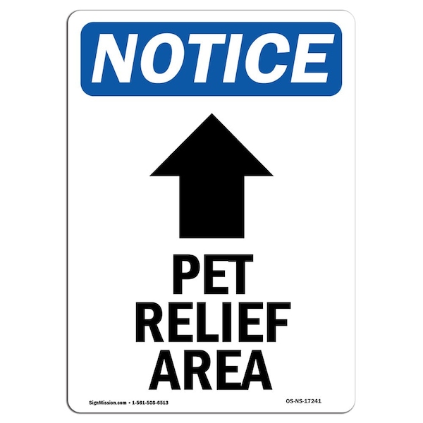 Sign, 5" H, Pet Relief Area (Up Arrow) Sign, Portrait, NS-D-35-V-17241-10PK
